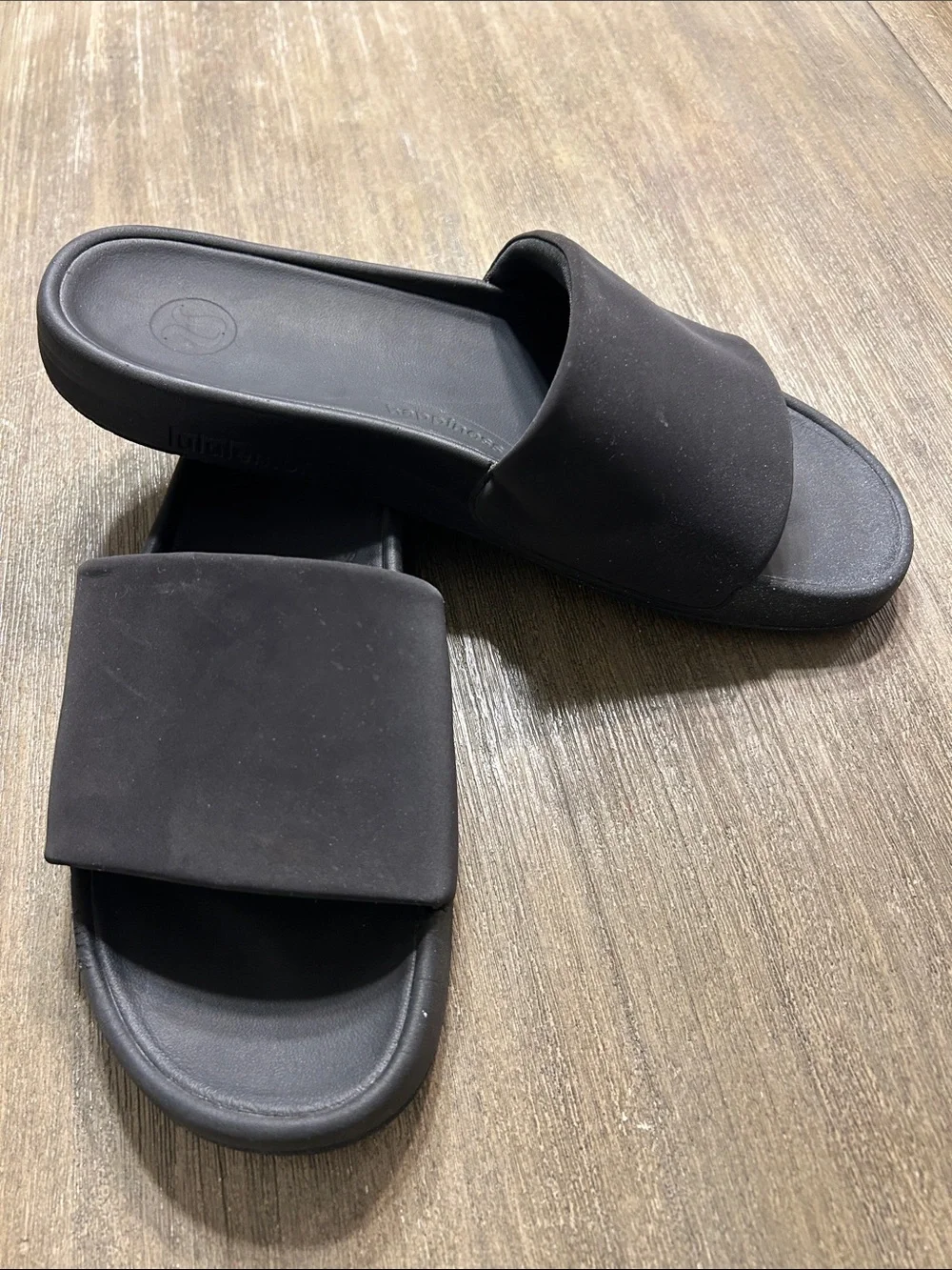 Lululemon Black Slide Black Sandals, Size 11, Gently Used.